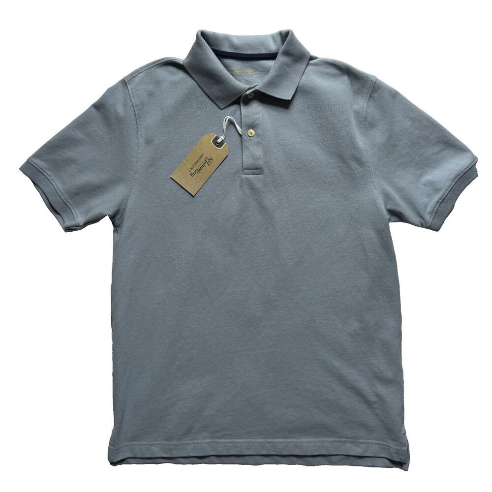 St Johns Bay Heritage Polo Mens Shirt Size Small Short Sleeve Porcelain Blue NWT